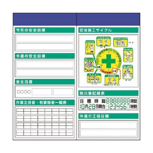 つくし工房 つくし スチール製安全掲示板2点タイプ 施工サイクル(イラスト)箱屋根無 KG-502B 1組(1個) 183-8607（直送品）