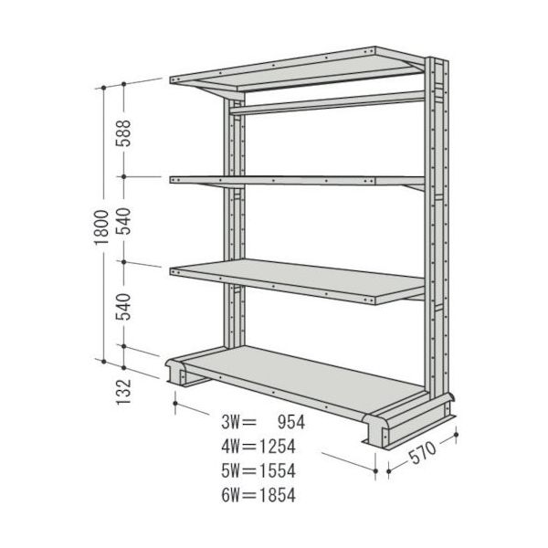 日本ファイリング NF キャンチラック単式1連W954D570H1800F4 CR63S-S4 1台 136-0221（直送品）