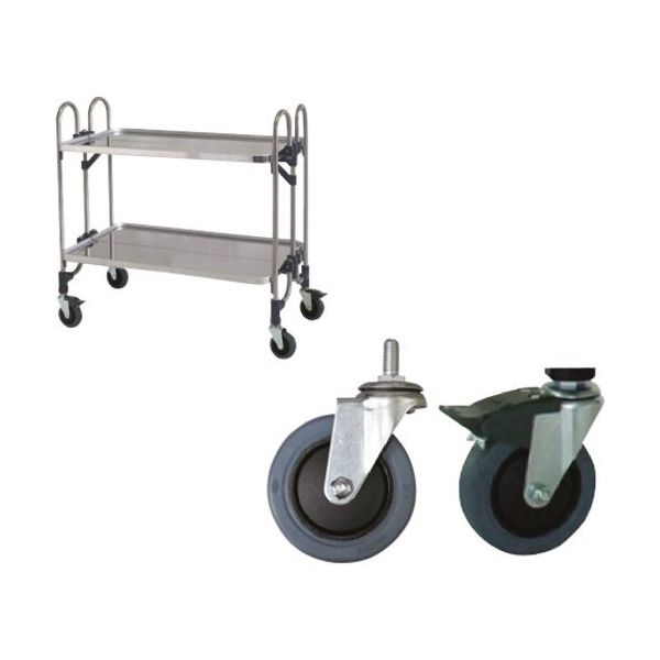 トクヤマ ステンレス 折りたたみ式ワゴン 静かなキャスター仕様 FEAW-2SE 1台 176-9002（直送品）