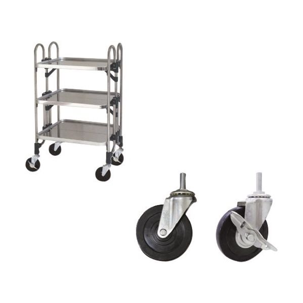 トクヤマ ステンレス 折りたたみ式ワゴン ゴムキャスター仕様 FEA-3GM 1台 176-9006（直送品）