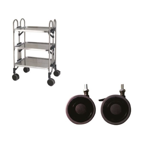 トクヤマ ステンレス パンチング折りたたみ式ワゴン 振動吸収キャスター FEOP-3SP 1台 176-9489（直送品）