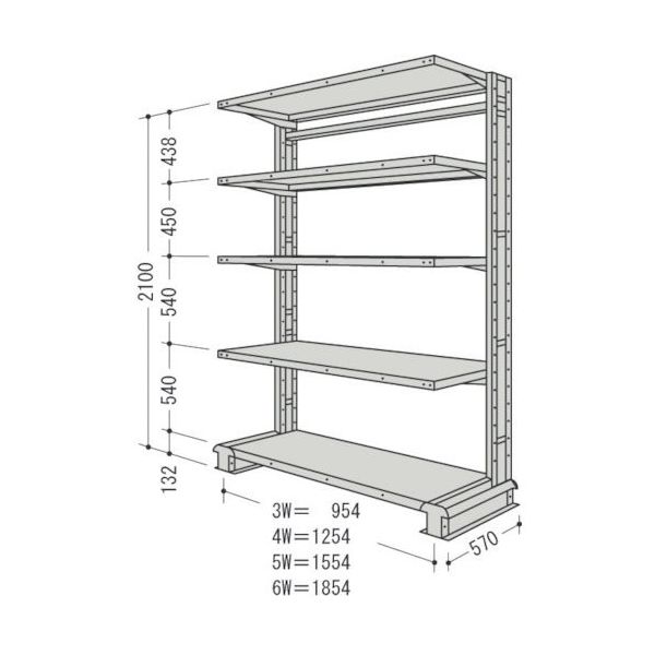 日本ファイリング NF キャンチラック単式1連W954D570H2100F5 CR73S-S5 1台 136-3439（直送品）