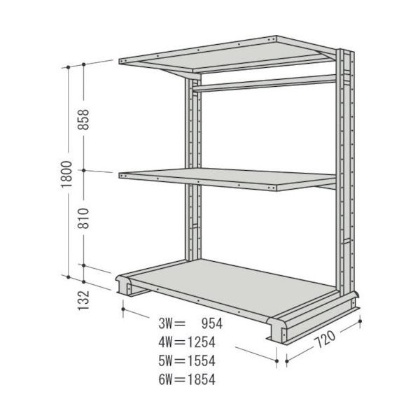 日本ファイリング NF キャンチラック単式増結1連W954D720H1800F3 CR63L-S3B 1台 136-3418（直送品）