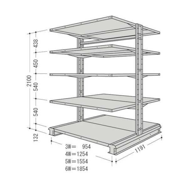 日本ファイリング NF キャンチラック複式1連W1254D1191H2100F5 CR74L-W5 1台 136-3351（直送品）