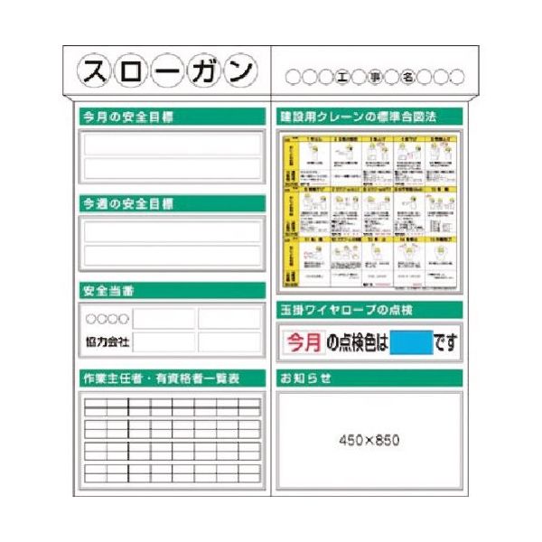 つくし工房 つくし スチール製安全掲示板2点タイプ クレーン合図...箱屋根付 KG-303 1組(1枚) 183-8530（直送品）