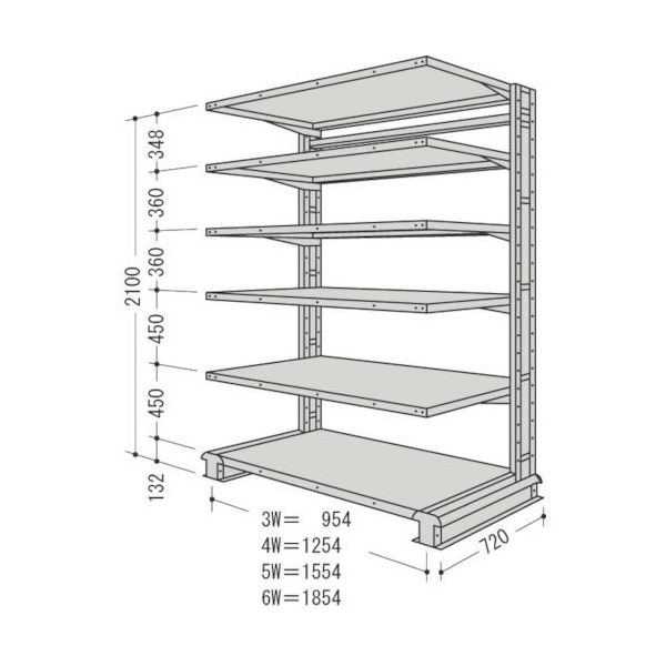 日本ファイリング NF キャンチラック単式増結1連W954D720H2100F6 CR73L-S6B 1台 135-2373（直送品）