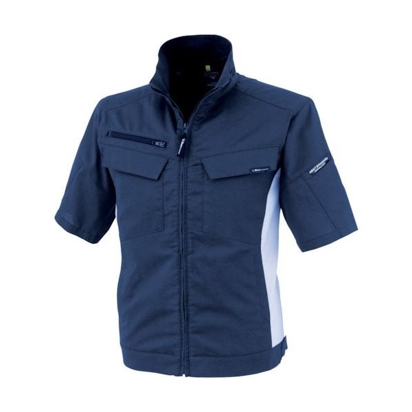 ジーベック XEBEC 裏綿ストレッチ半袖ブルゾン1511ー19ー3L ディープネイビー 1511-19-3L 1着 382-7583（直送品）
