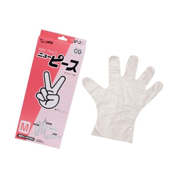 旭創業 Asahi バイオマス ポリエチレン手袋 ニューピース箱入M(200枚入) 11405 1セット(12000枚:200枚×60箱)（直送品）