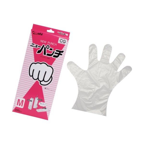 旭創業 Asahi バイオマス ポリエチレン手袋 ニューパンチ箱入M(200枚入) 11399 1セット(12000枚:200枚×60箱)（直送品）