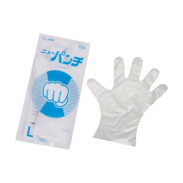 旭創業 Asahi バイオマス ポリエチレン手袋 ニューパンチ袋入L(100枚入) 11403 1セット(12000枚:100枚×120袋)（直送品）