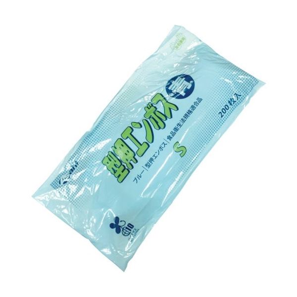 旭創業 Asahi ポリエチレン手袋 型押エンボス袋入ブルーS(200枚入) 11391 1セット(8000枚:200枚×40袋)（直送品）