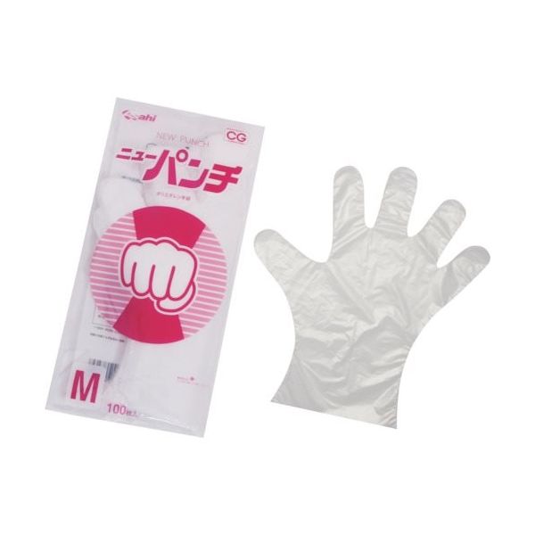 旭創業 Asahi バイオマス ポリエチレン手袋 ニューパンチ袋入M(100枚入) 11402 1セット(12000枚:100枚×120袋)（直送品）