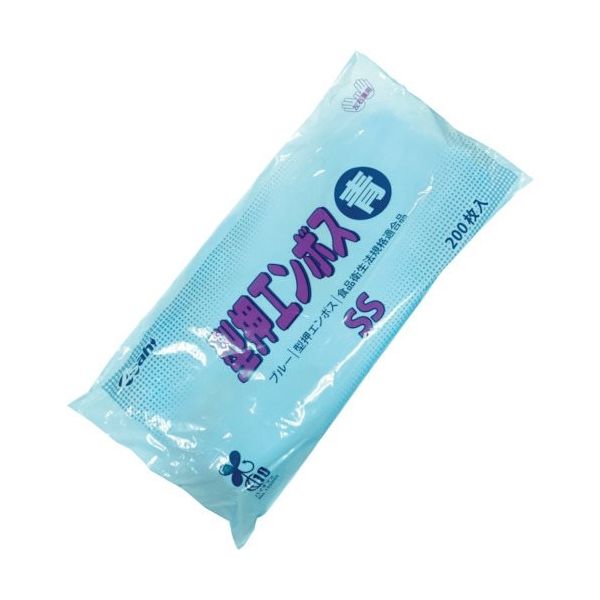 旭創業 Asahi ポリエチレン手袋 型押エンボス袋入ブルーSS(200枚入) 11390 1セット(8000枚:200枚×40袋)（直送品）