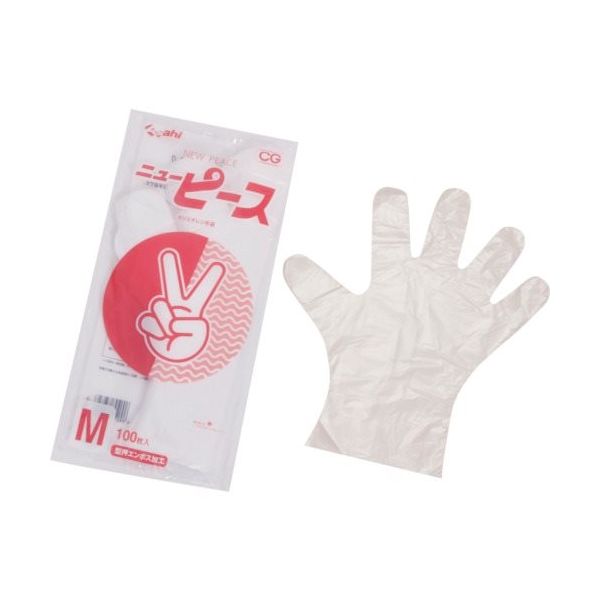旭創業 Asahi バイオマス ポリエチレン手袋 ニューピース袋入M(100枚入) 11408 1セット(12000枚:100枚×120袋)（直送品）