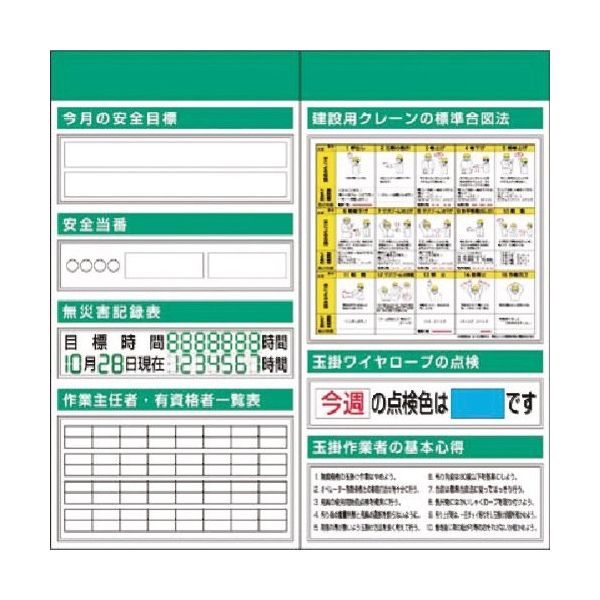 つくし工房 つくし スチール製安全掲示板2点タイプ クレーン合図・玉掛箱屋根無 KG-503 1組(1個) 185-4289（直送品）