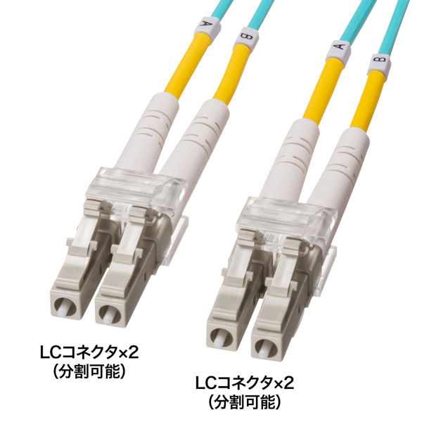 サンワサプライ メガネ型光ファイバケーブル（マルチ50μmOM4、LC×2-LC×2、1m） HKB-OM4LCLC-01 1個（直送品）