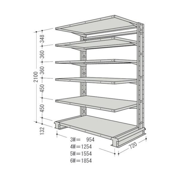 日本ファイリング NF キャンチラック単式1連W1554D720H2100F6 CR75L-S6 1台 135-5488（直送品）
