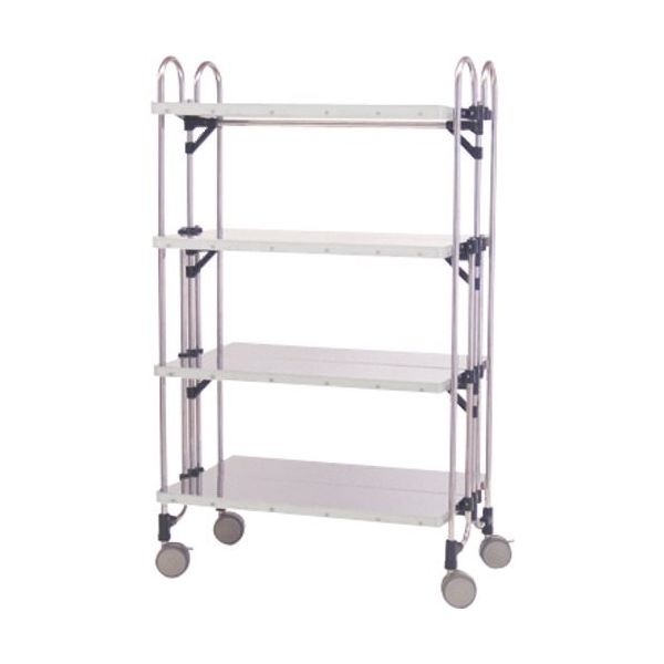 トクヤマ ステンレス 折りたたみ式ワゴン フラット棚 FEAW-4FF 1台(1個) 176-8996（直送品）