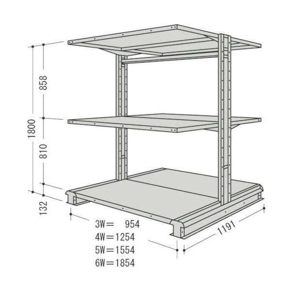 日本ファイリング NF キャンチラック複式1連W954D1191H1800F3 CR63L-W3 1台 135-3910（直送品）