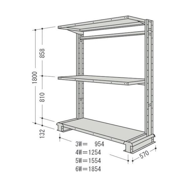 日本ファイリング NF キャンチラック単式増結1連W954D570H1800F3 CR63S-S3B 1台 136-1845（直送品）