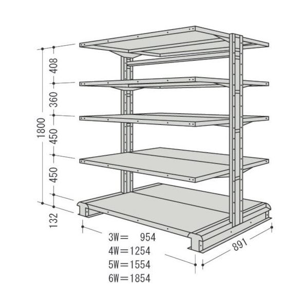 日本ファイリング NF キャンチラック複式1連W954D891H1800F5 CR63S-W5 1台 135-8638（直送品）