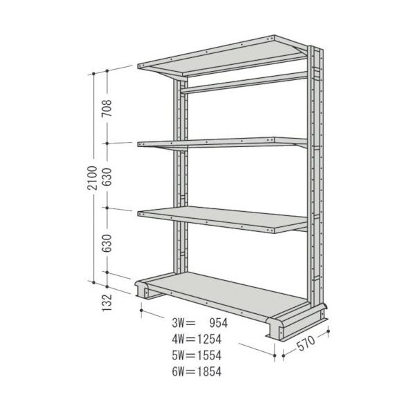 日本ファイリング NF キャンチラック単式増結1連W1854D570H2100F4 CR76S-S4B 1台 136-0247（直送品）
