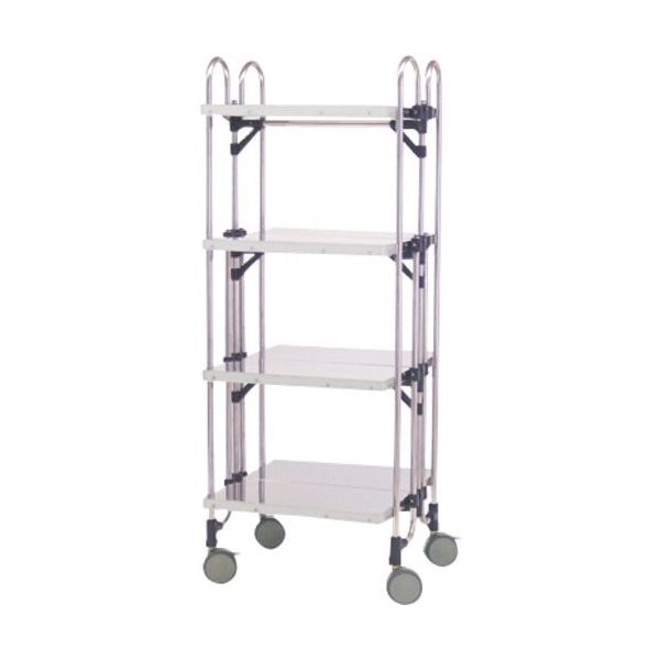 トクヤマ ステンレス 折りたたみ式ワゴン フラット棚 FEA-4FF 1台(1個) 176-8951（直送品）