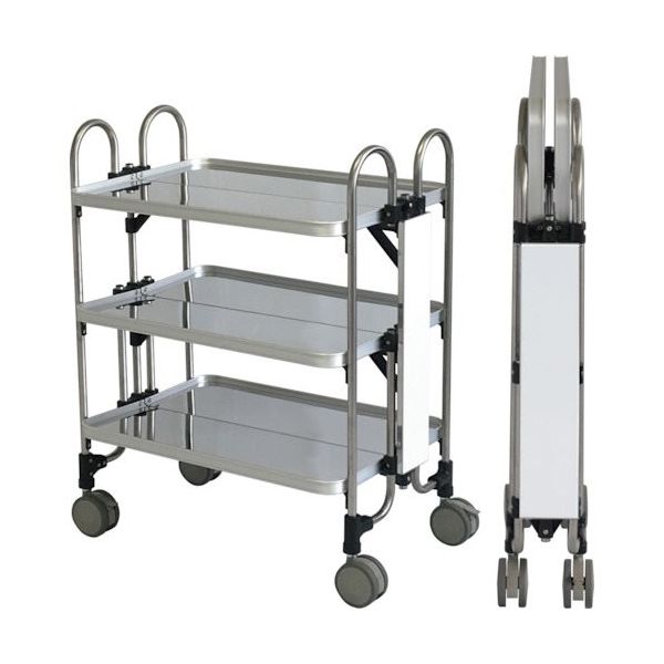 トクヤマ ステンレス 折りたたみ式ワゴン サイド表示仕様 FEAM-S-3 1台 176-9486（直送品）