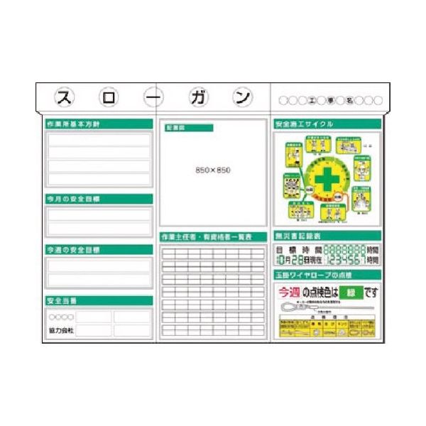 つくし工房 つくし スチール製安全掲示板3点タイプ 施工サイクル(イラスト)箱屋根付 KG-311B 1組(1枚) 183-5406（直送品）