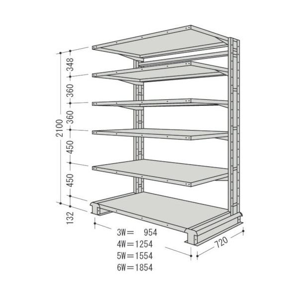 日本ファイリング NF キャンチラック単式増結1連W1254D720H2100F6 CR74L-S6B 1台 136-0218（直送品）