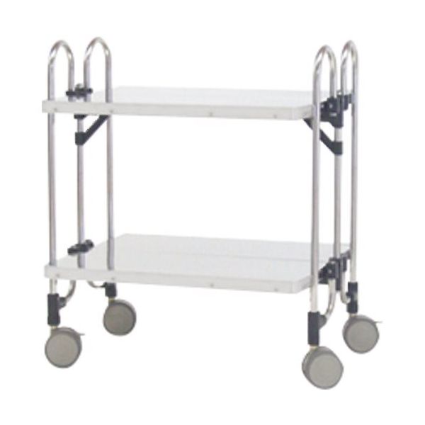 トクヤマ ステンレス 折りたたみ式ワゴン フラット棚 FEAM-2FF 1台(1個) 176-8985（直送品）