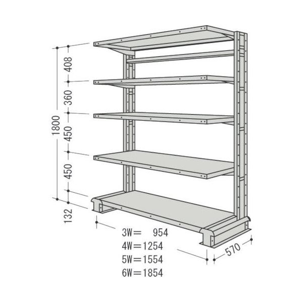 日本ファイリング NF キャンチラック単式1連W1854D570H1800F5 CR66S-S5 1台 135-5513（直送品）