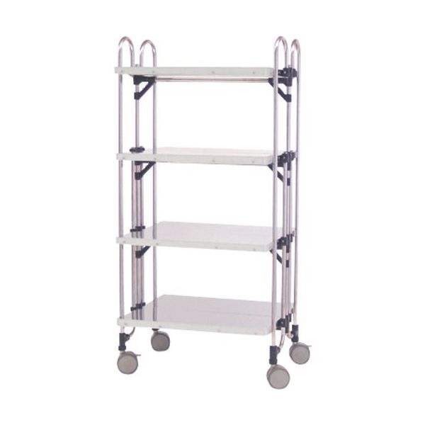 トクヤマ ステンレス 折りたたみ式ワゴン フラット棚 FEAM-4FF 1台(1個) 176-8961（直送品）
