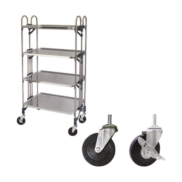 トクヤマ ステンレス 折りたたみ式ワゴン ゴムキャスター仕様 FEAW-4GM 1台 176-8952（直送品）