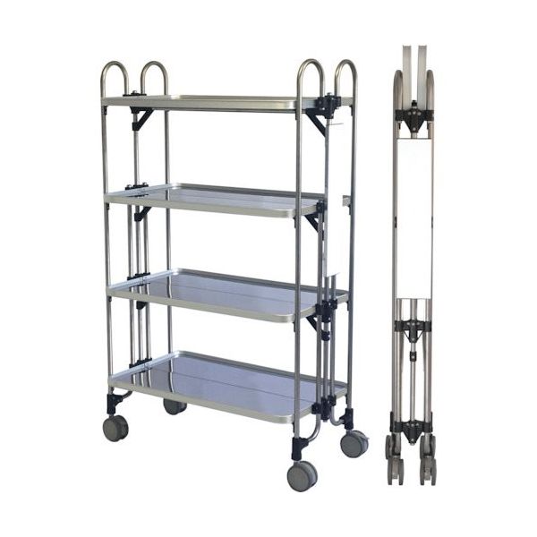 トクヤマ ステンレス 折りたたみ式ワゴン サイド表示仕様 FEAW-S-4 1台 176-8983（直送品）