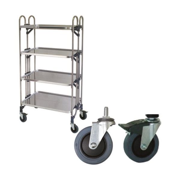 トクヤマ ステンレス 折りたたみ式ワゴン 静かなキャスター仕様 FEAW-4SE 1台 176-9483（直送品）