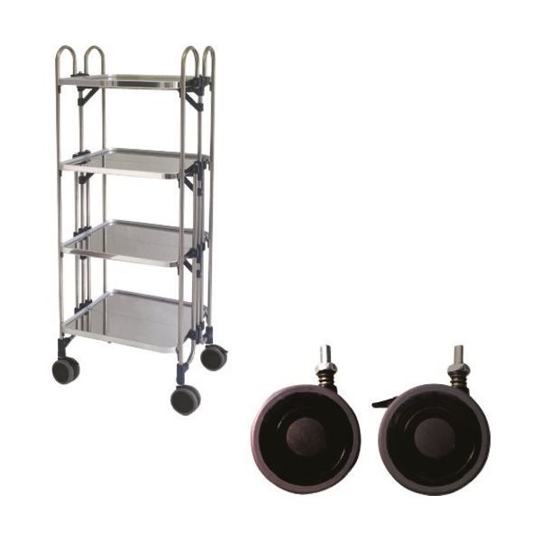 トクヤマ ステンレス パンチング折りたたみ式ワゴン 振動吸収キャスター FEOP-4SP 1台 176-8989（直送品）