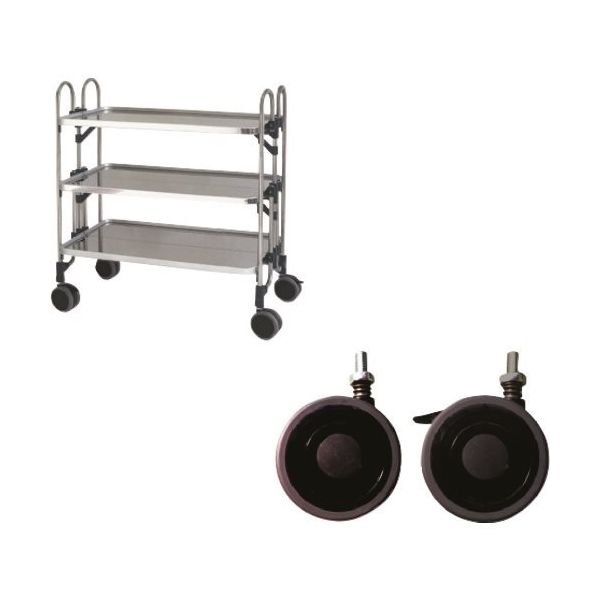 トクヤマ ステンレス 折りたたみ式ワゴン 振動吸収キャスター FEAW-3SP 1台 176-8991（直送品）