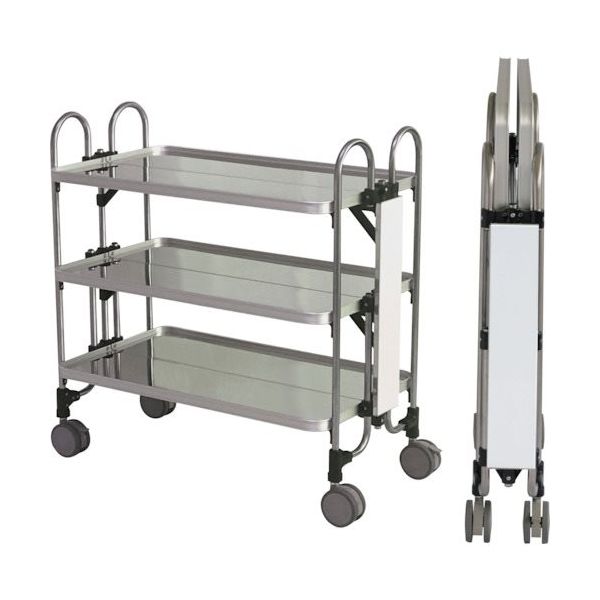 トクヤマ ステンレス 折りたたみ式ワゴン サイド表示仕様 FEAW-S-3 1台 176-8978（直送品）