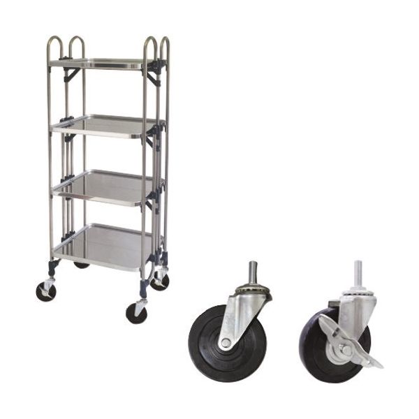 トクヤマ ステンレス 折りたたみ式ワゴン ゴムキャスター仕様 FEA-4GM 1台 176-8982（直送品）