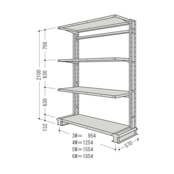 日本ファイリング NF キャンチラック単式増結1連W1254D570H2100F4 CR74S-S4B 1台 135-7063（直送品）