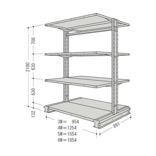 日本ファイリング NF キャンチラック複式増結1連W1854D891H2100F4 CR76S-W4B 1台 135-8711（直送品）