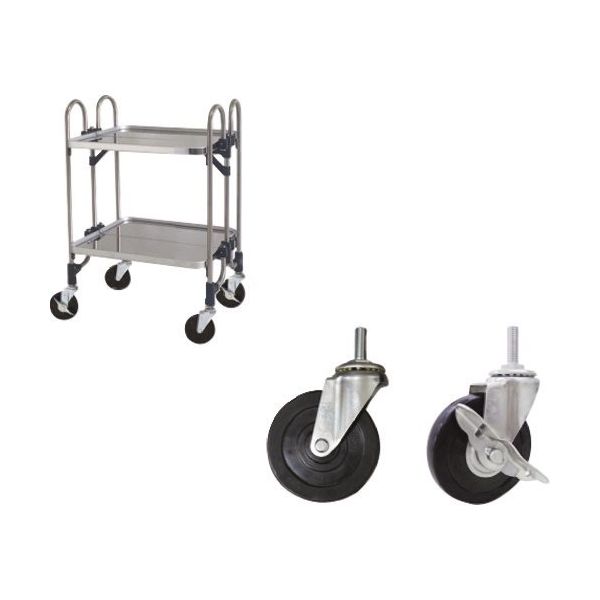 トクヤマ ステンレス 折りたたみ式ワゴン ゴムキャスター仕様 FEA-2GM 1台 176-9000（直送品）