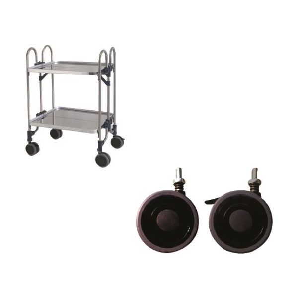 トクヤマ ステンレス パンチング折りたたみ式ワゴン 振動吸収キャスター FEOP-2SP 1台 176-9497（直送品）