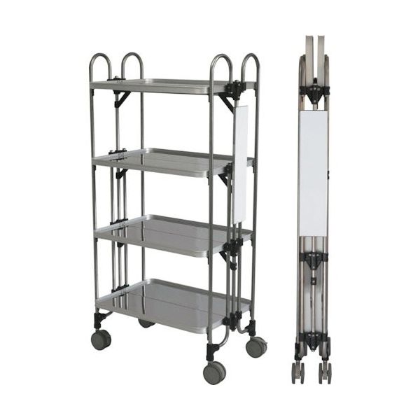 トクヤマ ステンレス 折りたたみ式ワゴン サイド表示仕様 FEAM-S-4 1台 176-9488（直送品）