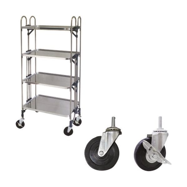 トクヤマ ステンレス 折りたたみ式ワゴン ゴムキャスター仕様 FEAM-4GM 1台 176-9498（直送品）