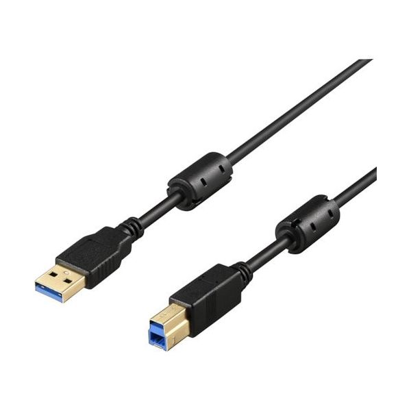 バッファロー USB3.2 Gen1 ケーブル AーB フェライトコア付 2m ブラック BU3ABFC20BK 1個 453-8133（直送品）