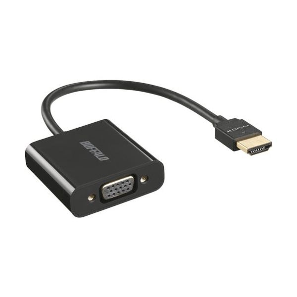 バッファロー BUFFALO HDMI to VGA変換アダプター 0.15m ブラック BHDVGBK 1個 452-9098（直送品）