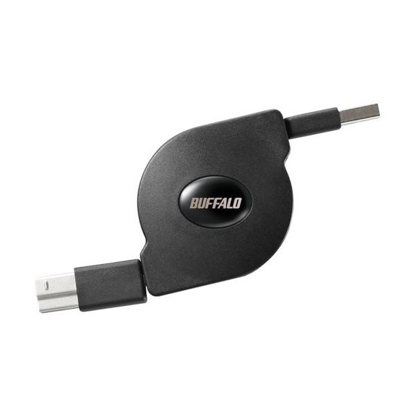 バッファロー USB3.2 Gen1 AーB 巻取り式ケーブル 0.7m ブラック BU3ABM07BK 1個 453-8080（直送品）