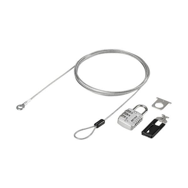 バッファロー BAFFALO 3桁ダイヤル式南京錠+ワイヤー付 BLDN3W 1個 452-2377（直送品）